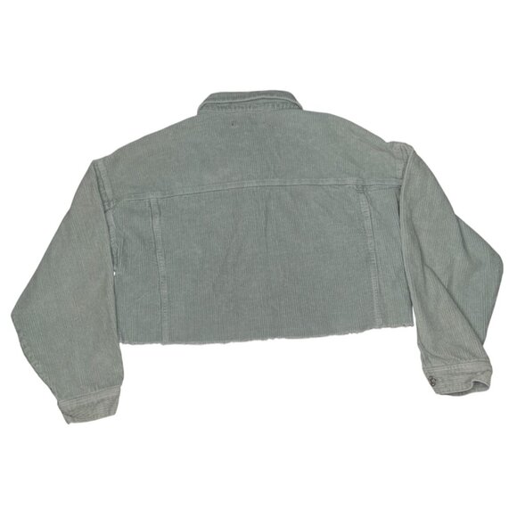 Forever 21 Womens Cropped Corduroy Jacket Seafoam Green Cotton Size S - Picture 2 of 8
